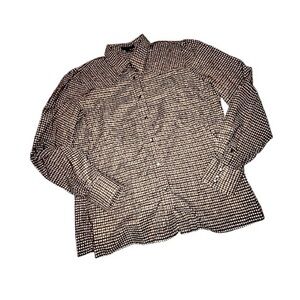 Women’s Western Pearl Snap Up Shirt Glen Check Puff Shoulders Cinched Rust/Black